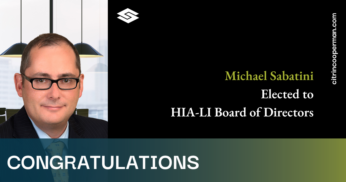 Michael Sabatini Elected to HIA-LI Board of Directors