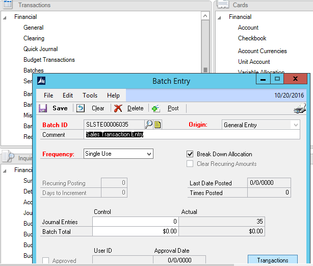 Batch-Entry-in-Dynamics-GP